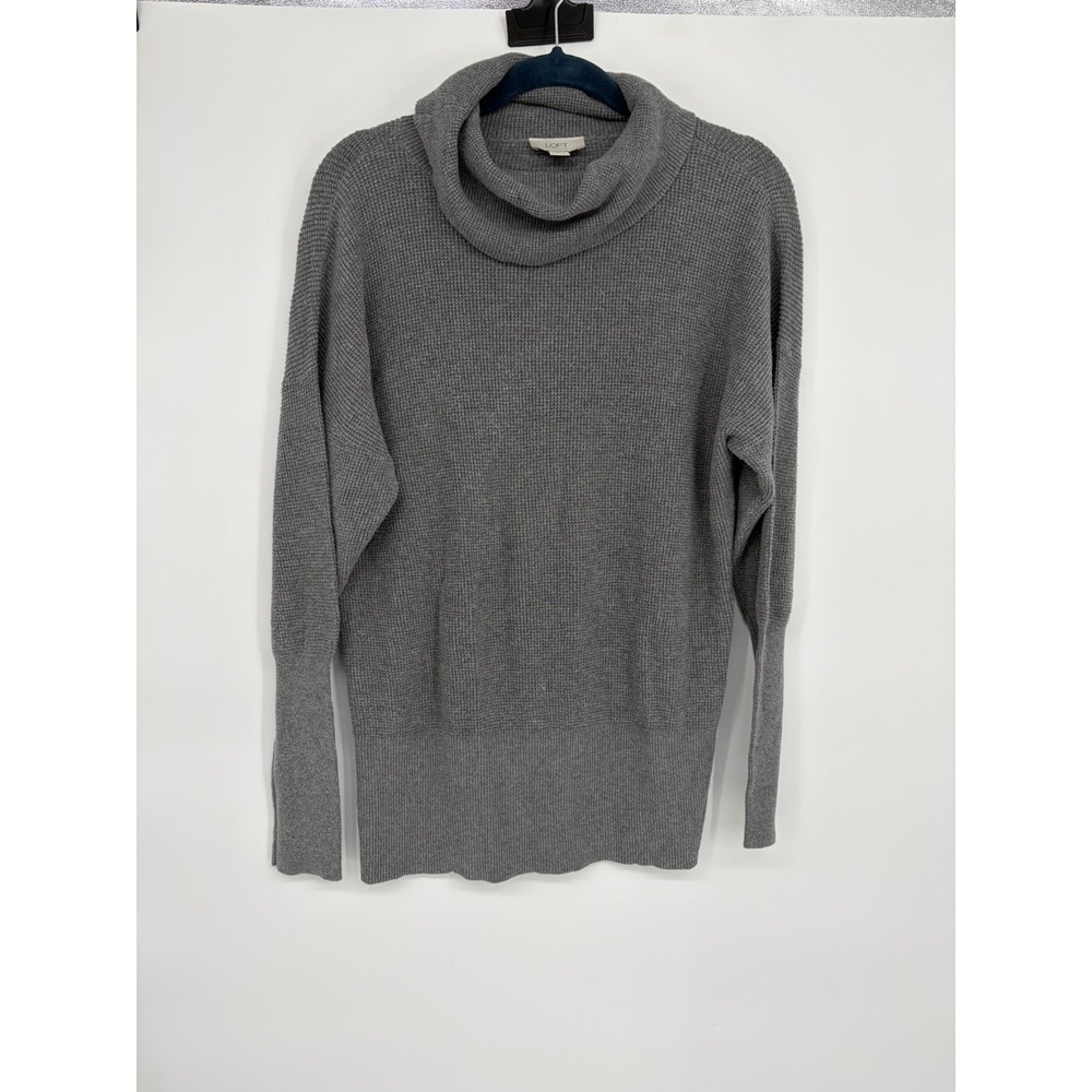 Loft Women's Waffle, Thermal Turtleneck, Gray Size Medium